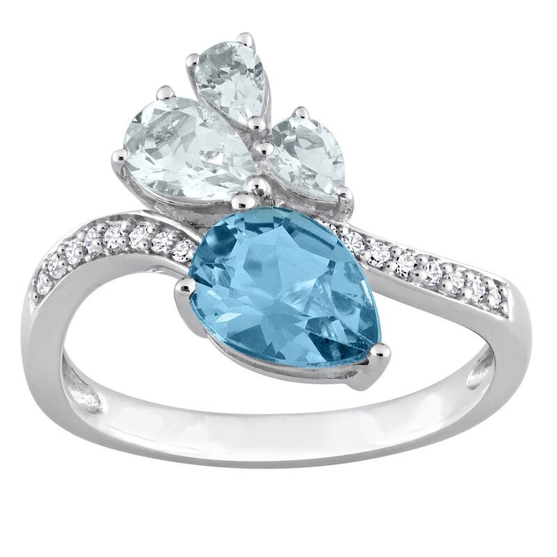 ステラ グレース レディース アクセサリー リング Stella Grace 14k White Gold London Blue Topaz Aquamarine 110 CaratW Diamond Toi et Moi Ring 14k White Go