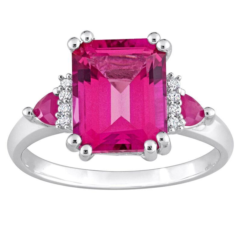 ステラ グレース レディース アクセサリー リング Stella Grace Sterling Silver Pink Topaz Ruby Diamond Accent 3Stone Ring Sterling ピンク