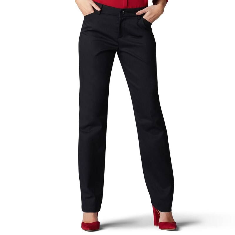 リー レディース ボトムス カジュアルパンツ リラックスフィット Womens LeeR WrinkleFree Relaxed Fit StraightLeg Pants Black ブラック
