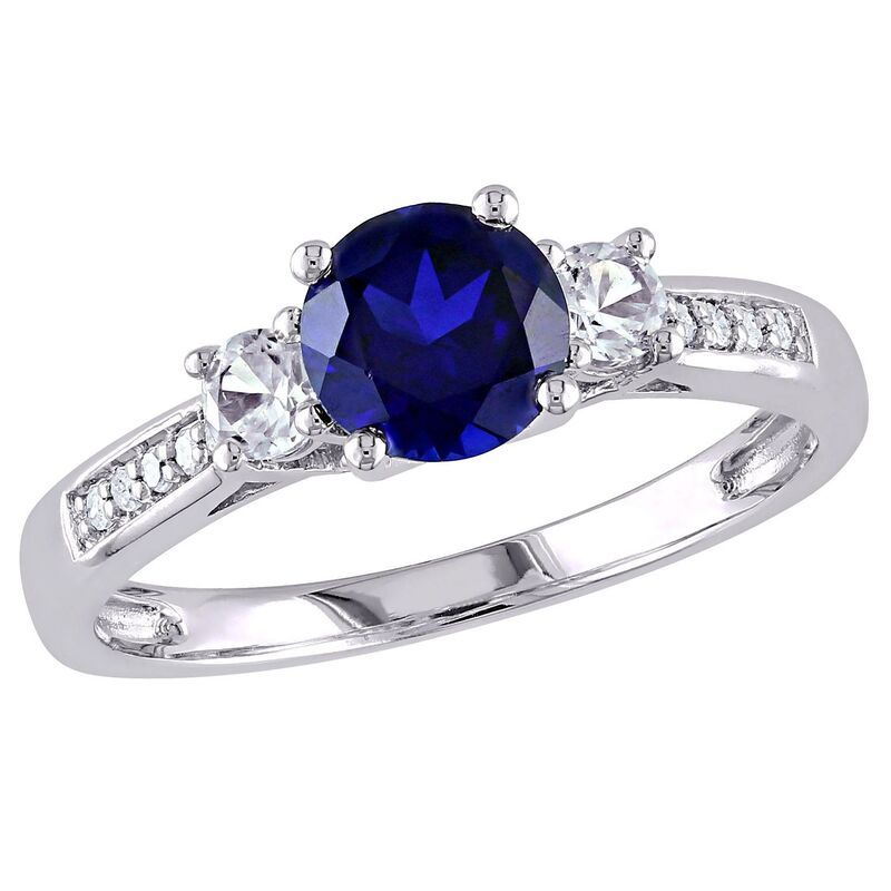 ステラ グレース レディース アクセサリー リング Stella Grace 10k White Gold LabCreated Blue and White Sapphire andiamond Accent 3Stone Ring Blue ブルー