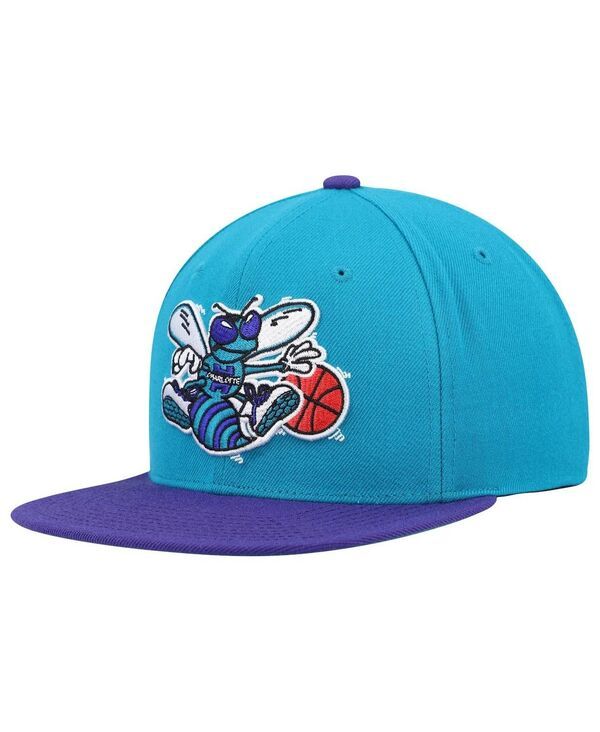 ミッチェルネス メンズ アクセサリー 帽子 Mitchell Ness Mens Teal and Purple Charlotte Hornets Hardwood Classics Team TwoTone 20 Snapback Hat Teal Pur