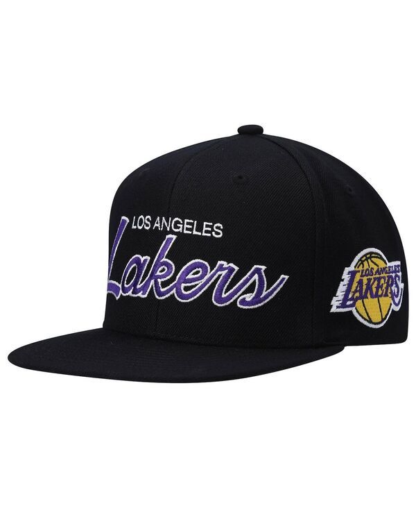 ミッチェルネス メンズ アクセサリー 帽子 Mitchell Ness Mens Black Los Angeles Lakers Hardwood Classics Script 20 Snapback Hat Black ブラック