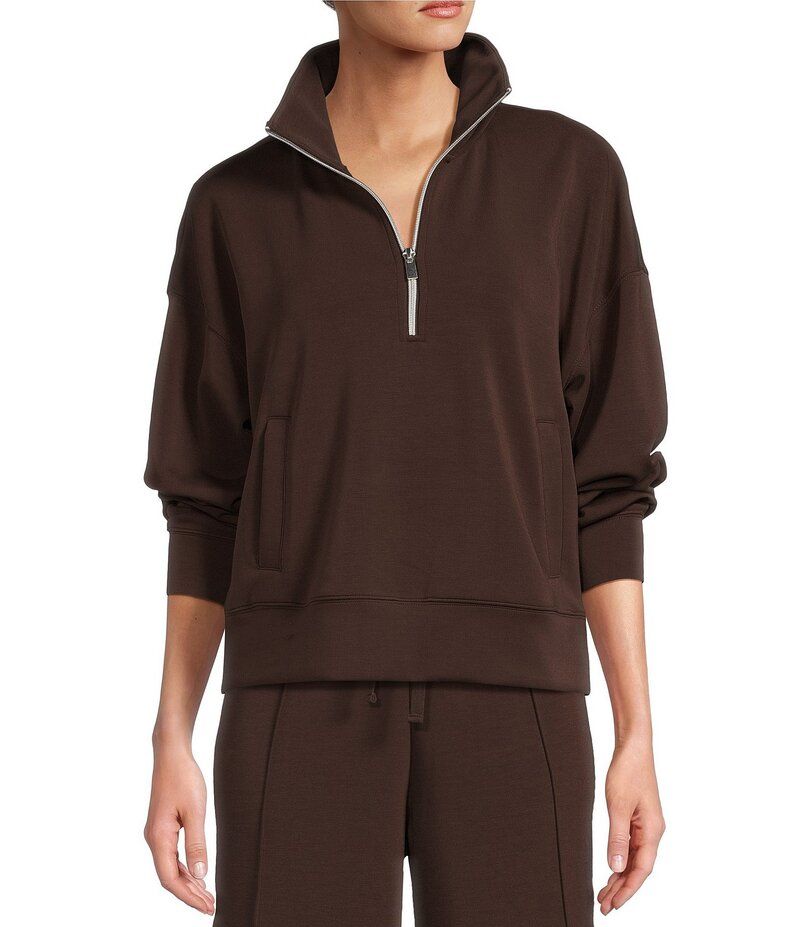アントニオ メラーニ レディース アウター パーカー・スウェット ハーフジップ スウェット シャツ Antonio Melani Active Half Zip Sweatshirt Chocolate チョコレート