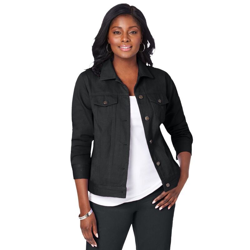 ジェシカロンドン レディース アウター ジャケット・ブルゾン プラスサイズ コットン デニム Jessica London Womens Plusize Classicotton Denim Jacket Black ブラック