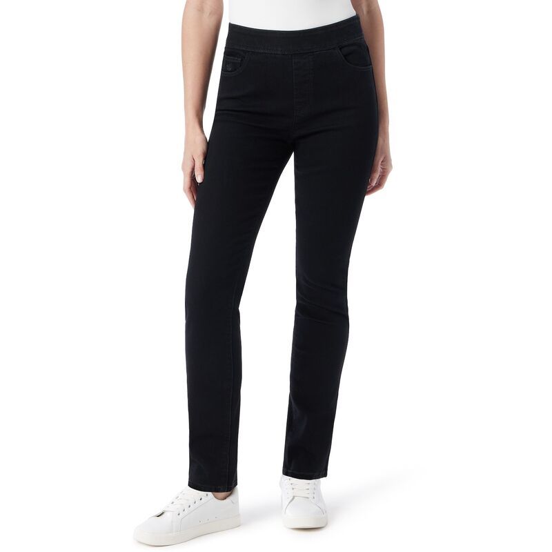 グロリアバンデービルト レディース ボトムス デニムパンツ ジーンズ Womens Gloria Vanderbilt Amanda PullOn Straight Jeans Black Rinse ブラック