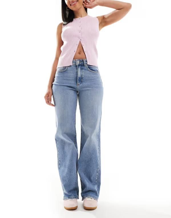 オンリー レディース ボトムス デニムパンツ ワイドレッグ ジーンズ ONLY Juicy high waisted wide leg jeans in light blue denim Light blue denim デニム