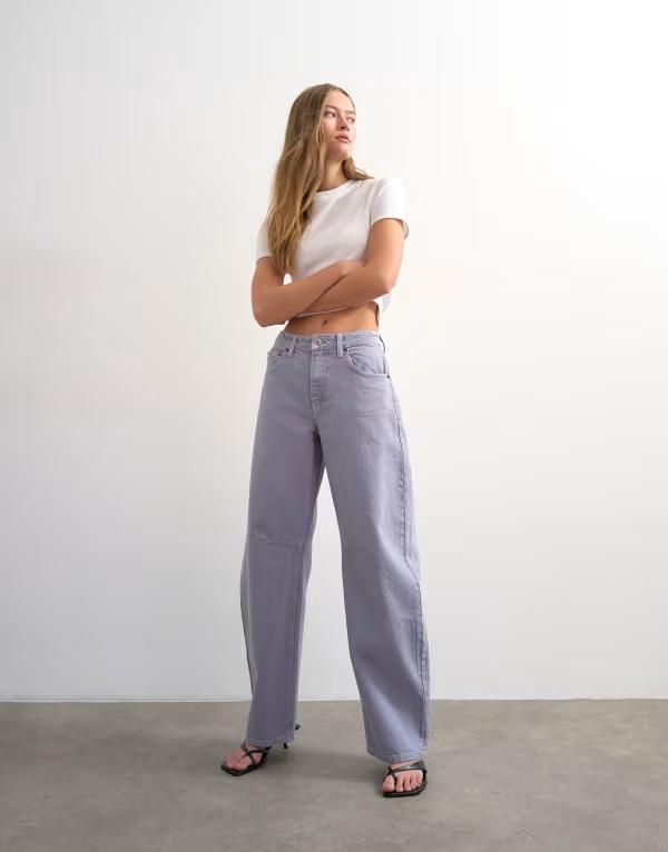 トップショップ レディース ボトムス デニムパンツ ジーンズ Topshop Barrel high rise jeans in lilac ライラック