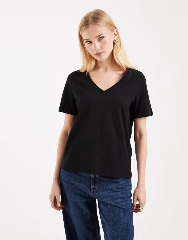 ヴェロモーダ レディース トップス Tシャツ Vネック Vero Moda Tshirt with Vneck Black ブラック