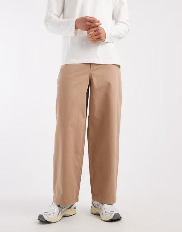 エイソス メンズ ボトムス カジュアルパンツ ヴィンテージ ASOS DESIGN barreleg pants with vintage wash BEIGE ベージュ