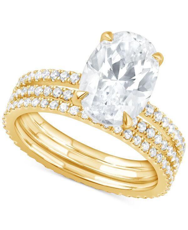 バッジェリーミシュカ レディース アクセサリー リング Badgley Mischka Certified Lab Grown Diamond Oval Bridal Set 3 ctw in 14k Yellow Gold イエロー