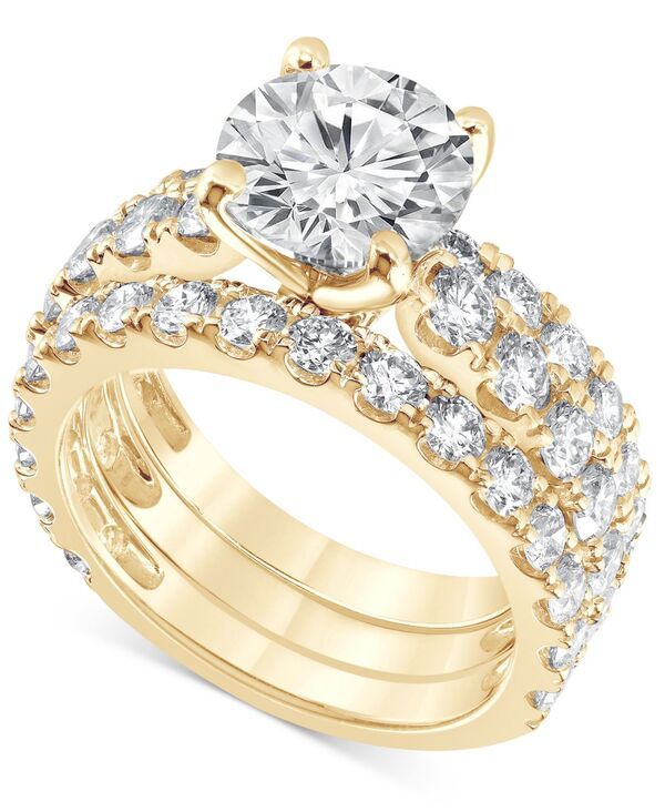 バッジェリーミシュカ レディース アクセサリー リング Badgley Mischka Certified Lab Grown Diamond 3 Pc Bridal Set 5 ctw in 14k Yellow Gold イエロー