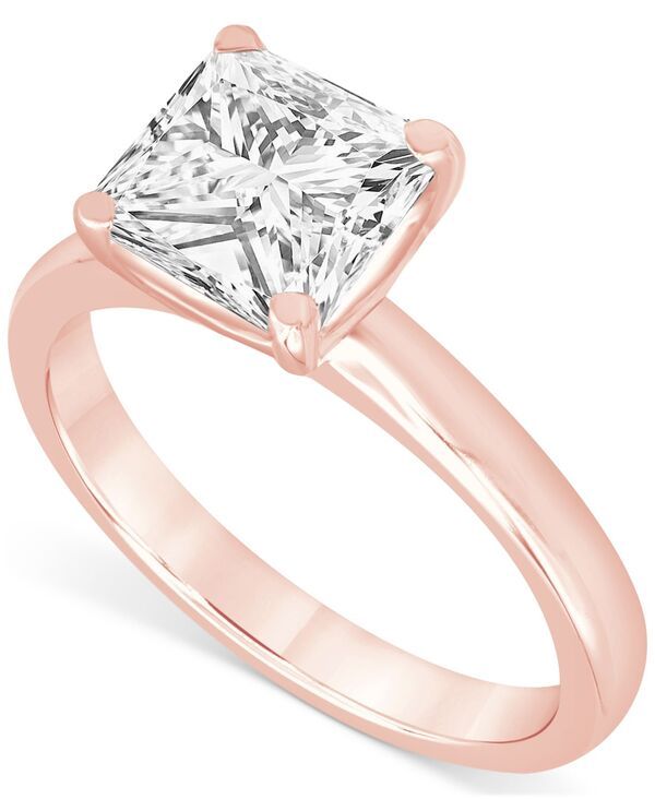 バッジェリーミシュカ レディース アクセサリー リング Badgley Mischka Certified Lab Grown Diamond PrincessCut Solitairengagement Ring 4 ctw in 14k Rose Gold