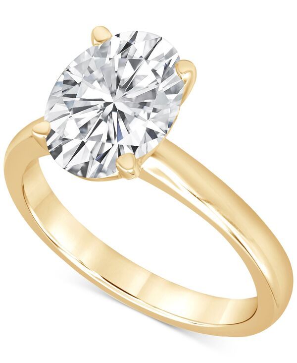バッジェリーミシュカ レディース アクセサリー リング Badgley Mischka Certified Lab Grown Diamond Oval Solitairengagement Ring 4 ctw in 14k Yellow Gold イエロー