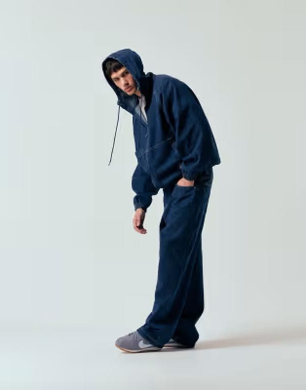 エイソス メンズ ボトムス デニムパンツ ストレート ジーンズ ASOS DESIGN loose straight leg jeans in dark wash blue with plaid part of a set Dark Wash Blue ブルー