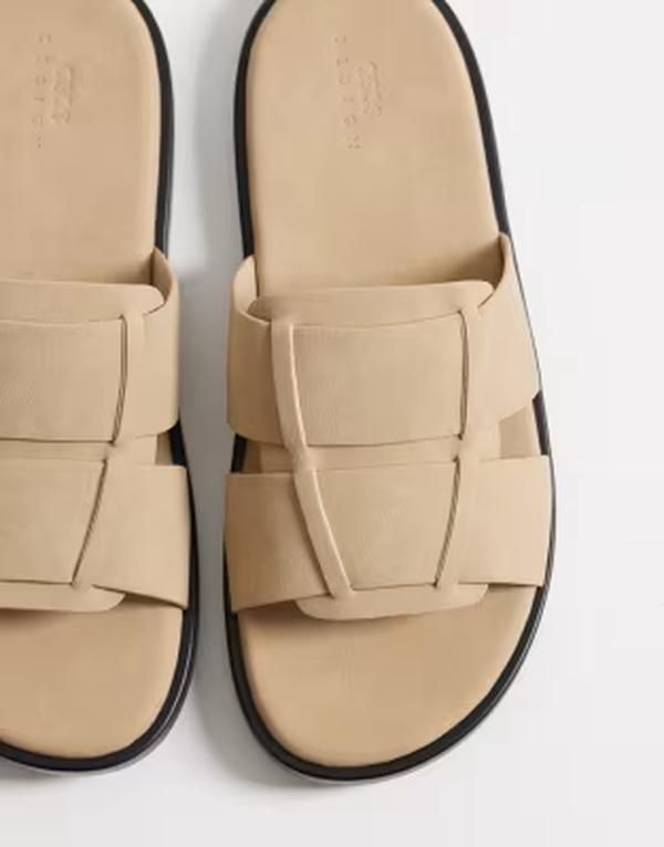 エイソス メンズ シューズ サンダル ASOS DESIGN sandal slides in stone ストーン