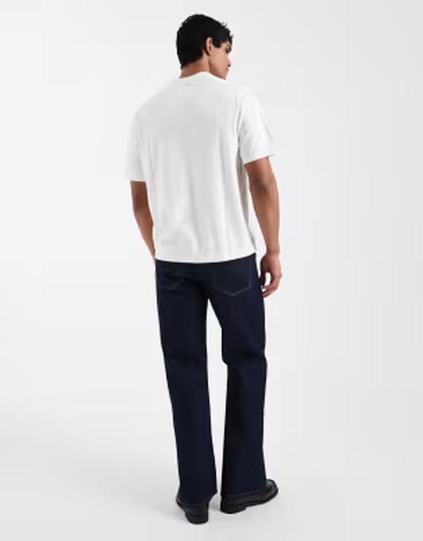 エイソス メンズ ボトムス デニムパンツ ジーンズ ASOS DESIGN wide flare jeans in rawash INDIGO インディゴ