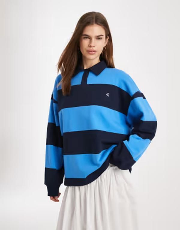 フォースレックレス レディース トップス シャツ コットン 刺繍 ロゴ 4th Reckless cotton embroidered logoversized rugby top stripe Multi マルチカラー