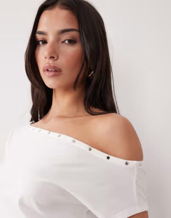 モーテル レディース トップス シャツ Motel Bizzy studded top Offwhite オフホワイト