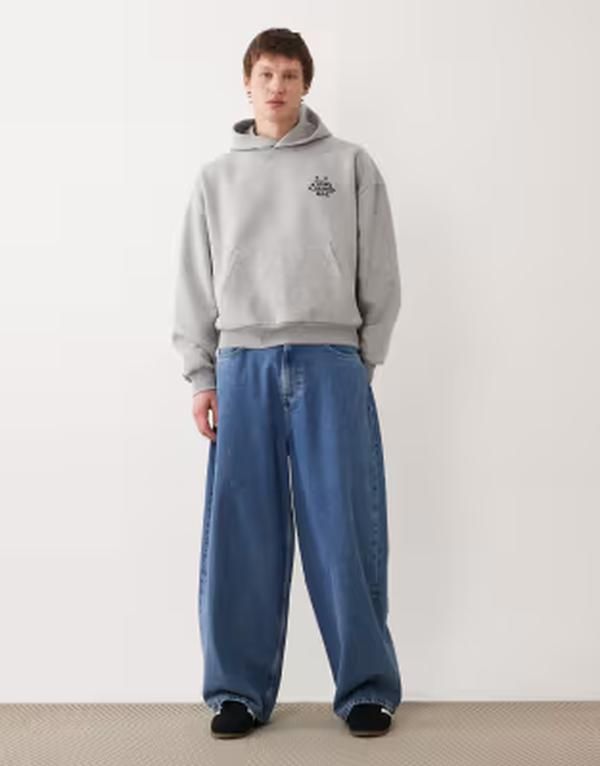 エイソス メンズ アウター パーカー・スウェット プリント ASOS DESIGN extreme oversized boxy hoodie with dragon print heather Gray Heather グレー