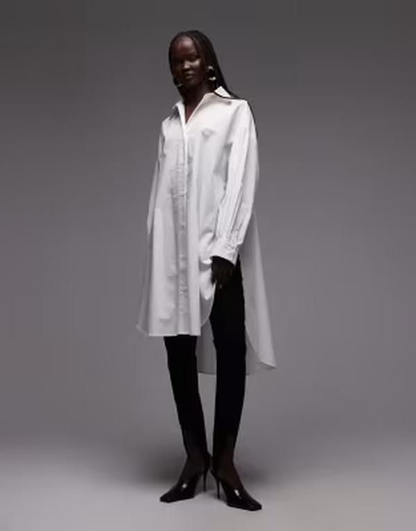 エイソス レディース トップス シャツ ASOS DESIGN wide cuffs longline oversized shirt White ホワイト 18,091円