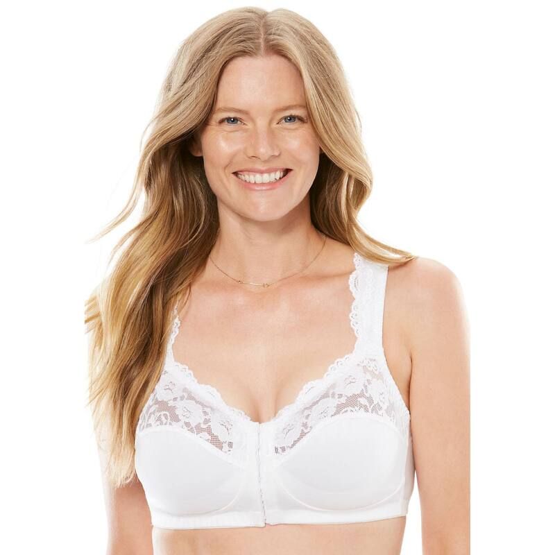 コンフォート チョイス レディース アンダーウェア ブラジャー プラスサイズ Comfort Choice Womens Plusize Front Close Wireless Gel Strap Bra White ホワイト