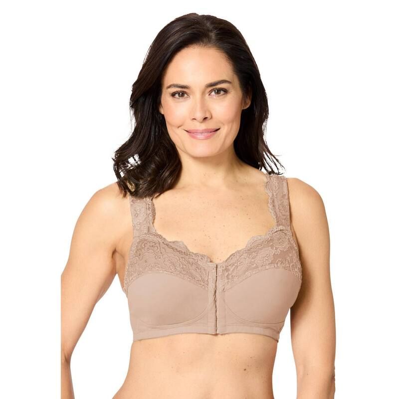 コンフォート チョイス レディース アンダーウェア ブラジャー プラスサイズ Comfort Choice Womens Plusize Front Close Wireless Gel Strap Bra Beige ベージュ