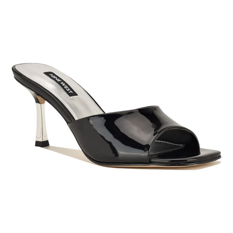 ナインウェスト レディース シューズ パンプス サンダル Nine West Lamell Womensquare Toe SlipOn Dressandals Black Patent ブラック