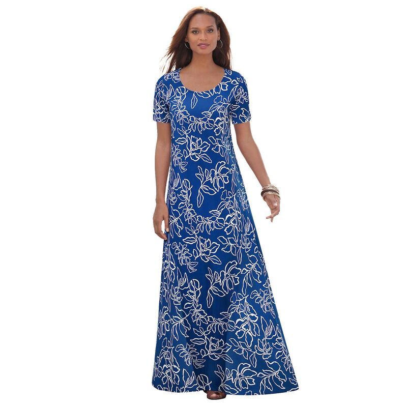 ジェシカロンドン レディース トップス ワンピース プラスサイズ プチ Tシャツ コットン マキシ Jessica London Womens Plusize Petite Stretch Cotton TShirt Maxi Dress Dark Sapph