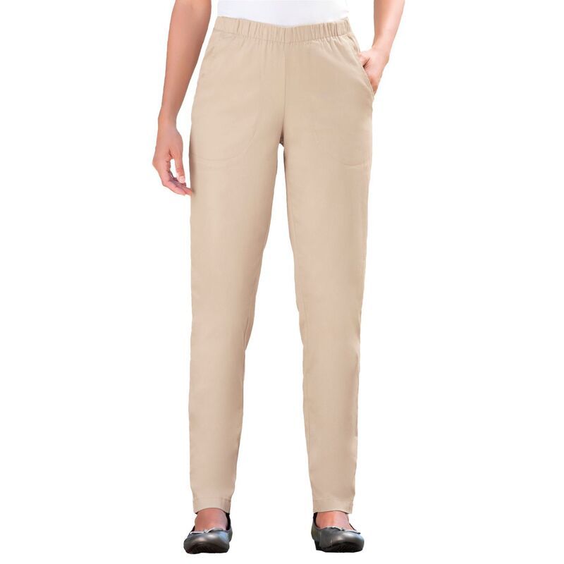 ウーマン ウィズイン レディース ボトムス デニムパンツ ストレート プラスサイズ プチ ジーンズ Woman Within Plusize Petite Straight Leg Fineline PullOn Stretch Denim Jeans Nat