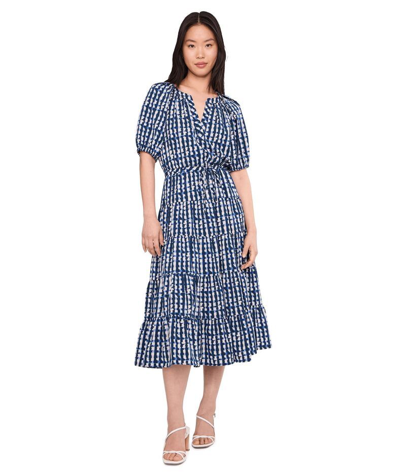 カルバンクライン レディース トップス ワンピース ティアード マキシ Calvin Klein Puff Sleeve Commuter Tiered Maxindigo Stony Be インディゴ