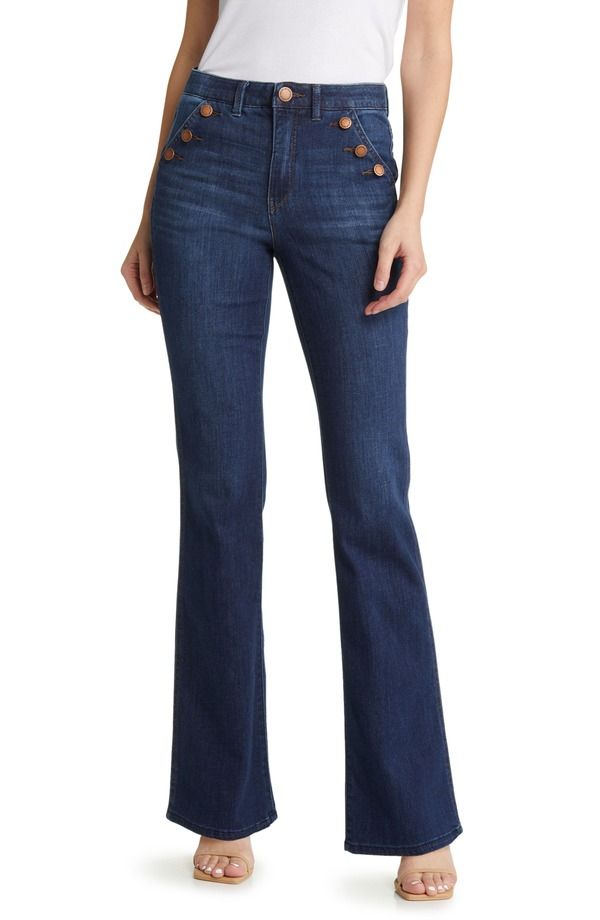 ウィットウィズダム レディース ボトムス デニムパンツ ジーンズ Wit Wisdom Button Trim Flare Jeans Indigo インディゴ