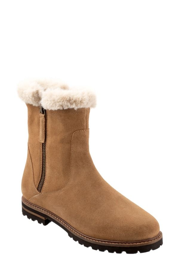 トロッターズ レディース シューズ ブーツ・レインブーツ Trotters Forever Faux Shearling Trim Boot Beige Suede ベージュ