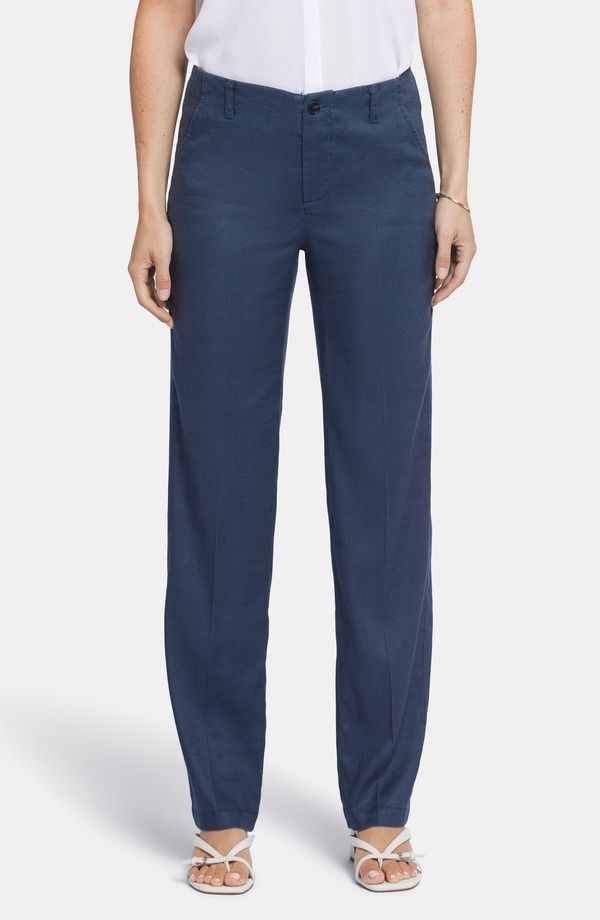 エヌワイディージェイ レディース ボトムス レギンス パンツ リネン NYDJ Marilyn Linen Blend Trousers Oxford Navy ネイビー