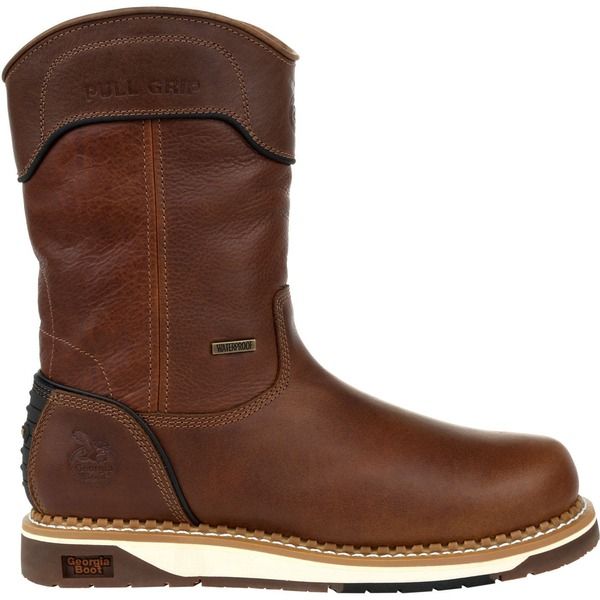 ジョージブーツ メンズ シューズ ブーツ・レインブーツ Georgia Boot Amp Lt Wedge Waterproof Pull On Work Boot Brown ブラウン