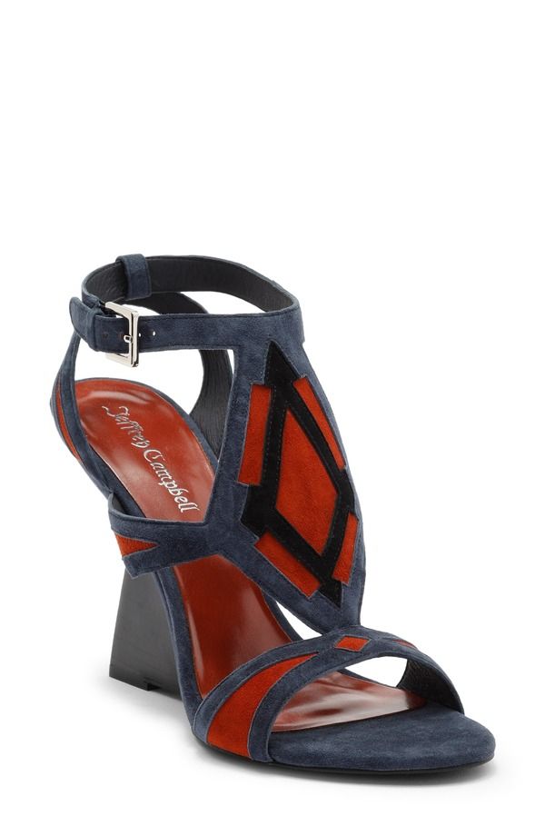 ジェフリー キャンベル レディース シューズ ヒール サンダル Jeffrey Campbell TamTam Wedge Sandal Navy Suede Orange ネイビー