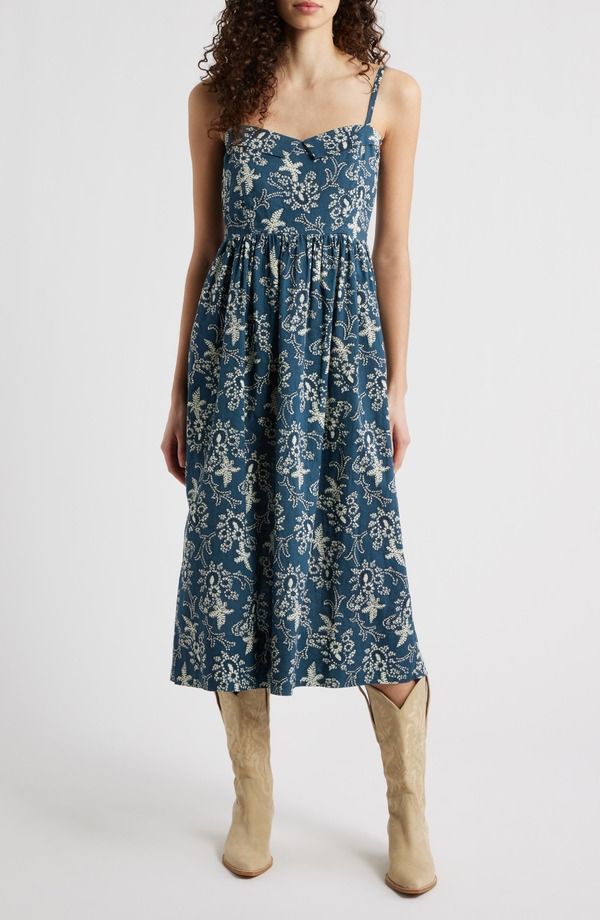 ザ・グレート レディース トップス ワンピース ミディ コットン THE GREAT The Verse Cotton Midi Dress Indigo Bandana インディゴ