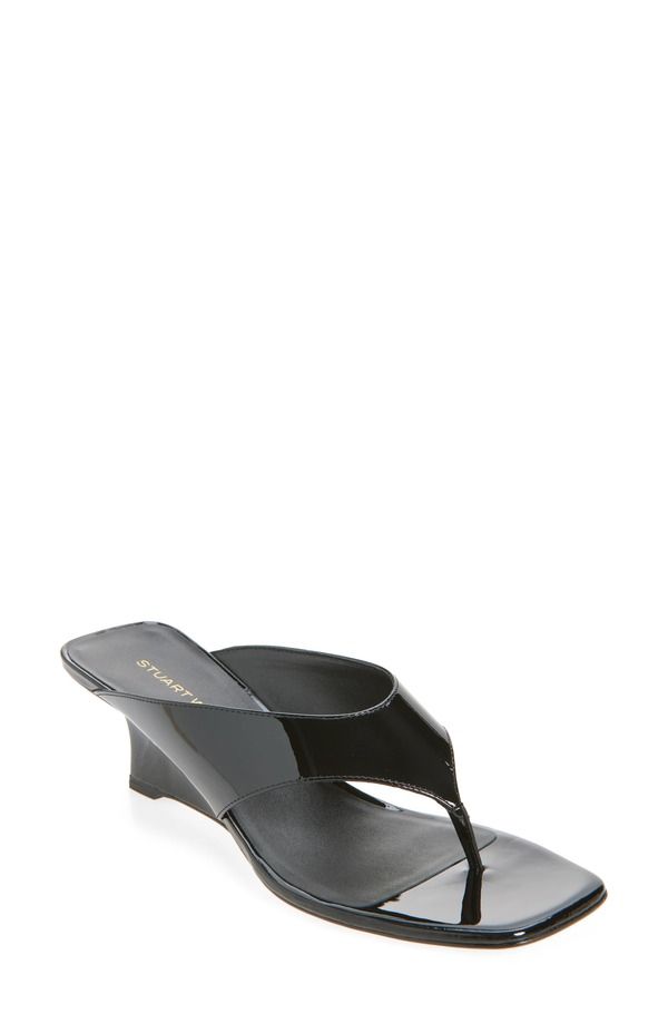 スチュアート ワイツマン レディース シューズ ヒール サンダル Stuart Weitzman Vinnie 50 Wedge Thong Sandal Black ブラック