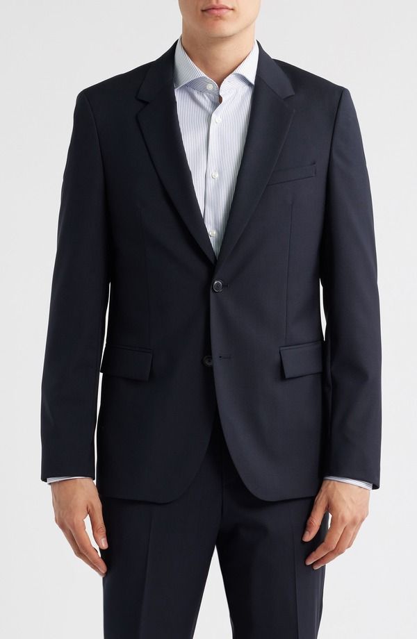 ボス メンズ アウター ジャケット・ブルゾン ウール BOSS Houston Solid Wool Suit Jacket Dark Blue ブルー