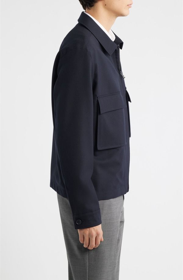 ボス メンズ アウター ジャケット・ブルゾン ウール シャツ BOSS Carper Virgin Wool Shirt Jacket Dark Blue ブルー