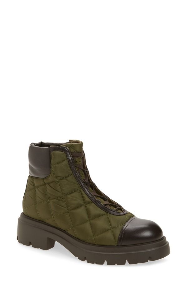 スチュアート ワイツマン レディース シューズ ブーツ・レインブーツ キルティング Stuart Weitzman Hudson Quilted Lug Sole Bootie Olive Ebony オリーブ