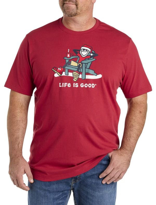 ライフイズグッド メンズ トップス Tシャツ トール グラフィック LIFE IS GOOD Big Tall Santa Graphic Tee Deep Claret