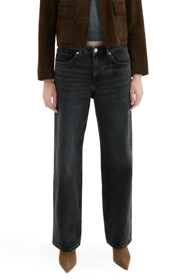 マンゴ レディース ボトムス デニムパンツ ストレート ジーンズ MANGO River Straight Leg Nonstretch Jeans Black Denim ブラック