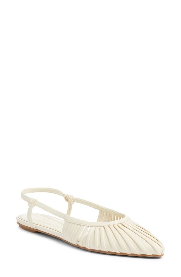 オープンエディット レディース シューズ パンプス Open Edit Kaira Woven Slingback Flat Ivory Egret アイボリー