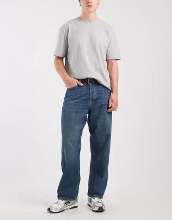 ジャック アンド ジョーンズ メンズ ボトムス デニムパンツ ジーンズ Jack Jones Alex baggy fit jeans in mid Blue Denim デニム