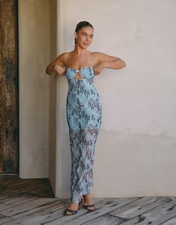 サウスビーチ レディース トップス ワンピース メッシュ マキシ South Beach x Liv Silverman glitter mesh maxi dress multi Blue multi ブルー