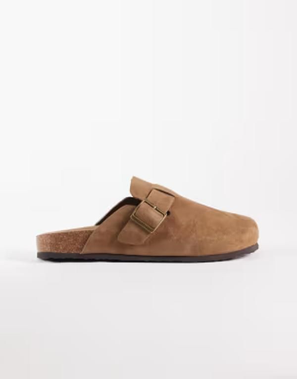エイソス メンズ シューズ サンダル スエード ASOS DESIGN mule sandals with cork sole in mole bonded suede Mole