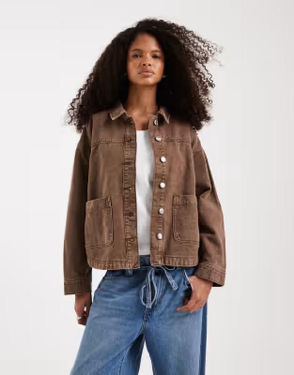 ヴェロモーダ レディース アウター ジャケット・ブルゾン デニム Vero Moda denim shacket with front pockets in washed Carafe WASHED デニム