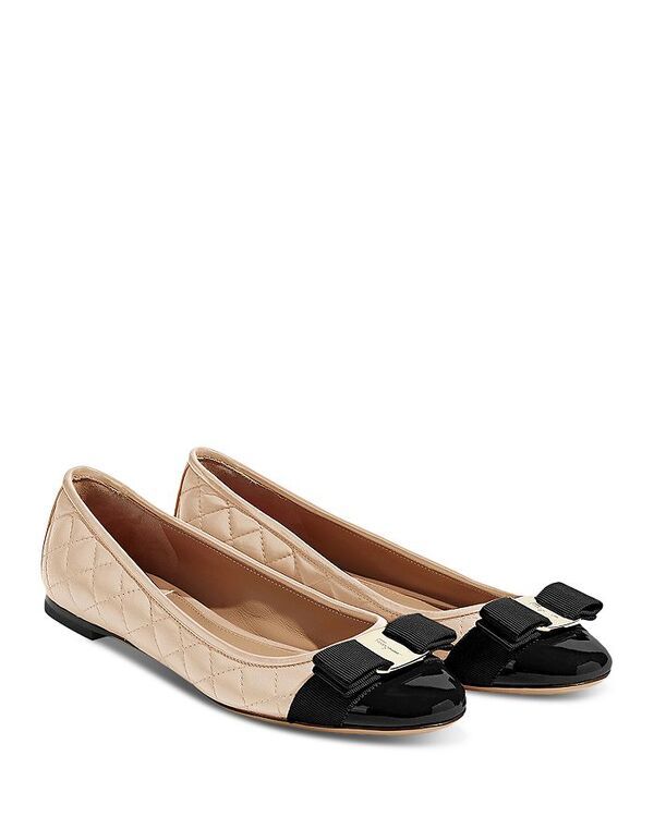 フェラガモ レディース シューズ パンプス キルティング レザー Ferragamo Womens Varina Q Leather Quilted Ballet Flats Nero