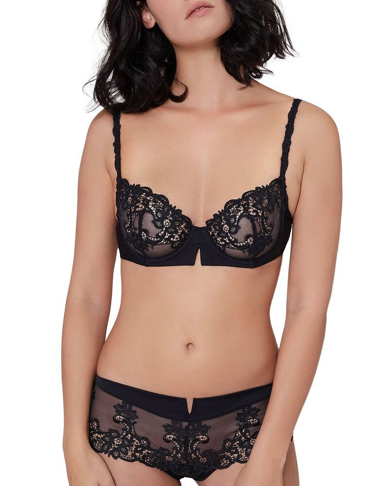 シモーヌペレール レディース アンダーウェア ブラジャー メッシュ レース Simone Perele Simone P r le Saga Lace Mesh Demi Bra BlackBlack ブラック