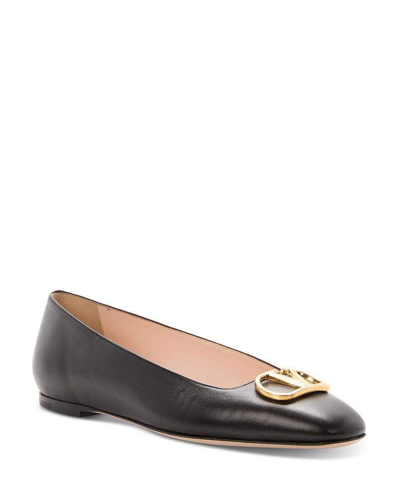 ヴァレンティノ レディース シューズ パンプス ロゴ Valentino Garavani Womens Embellished VLogo Ballet Flats Black ブラック